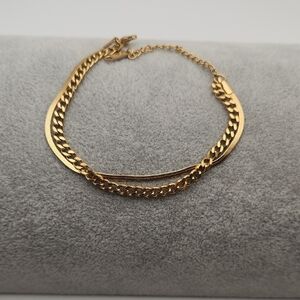 18K Gold Plated Stainless Steel Double Chain Bracelet